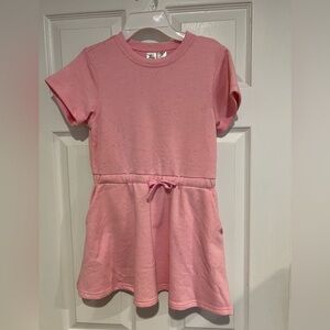 Girls Pink Heather Short Sleeve Sweatshirt Dress